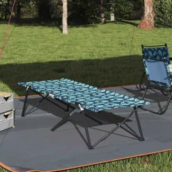 vidaXL Opvouwbaar Camping Bed Bossen 206 x 76 x 74 cm Oxford en Staal