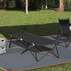 vidaXL Opvouwbaar Camping Bed Zwart 206 x 76 x 74 cm Oxford en Staal