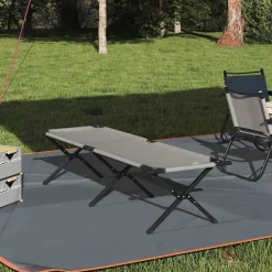 vidaXL Opvouwbaar Camping Bed Grijs 193 x 69 x 45 cm Oxford stof