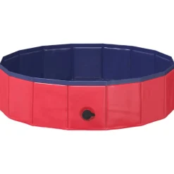 vidaXL Opvouwbaar zwembadd voor honden Rood en blauw 80 x 80 x 20 cm