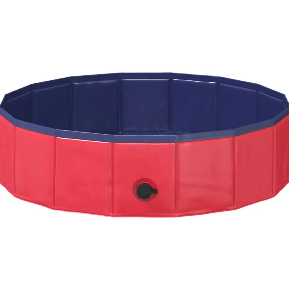 vidaXL Opvouwbaar zwembadd voor honden Rood en blauw 80 x 80 x 20 cm