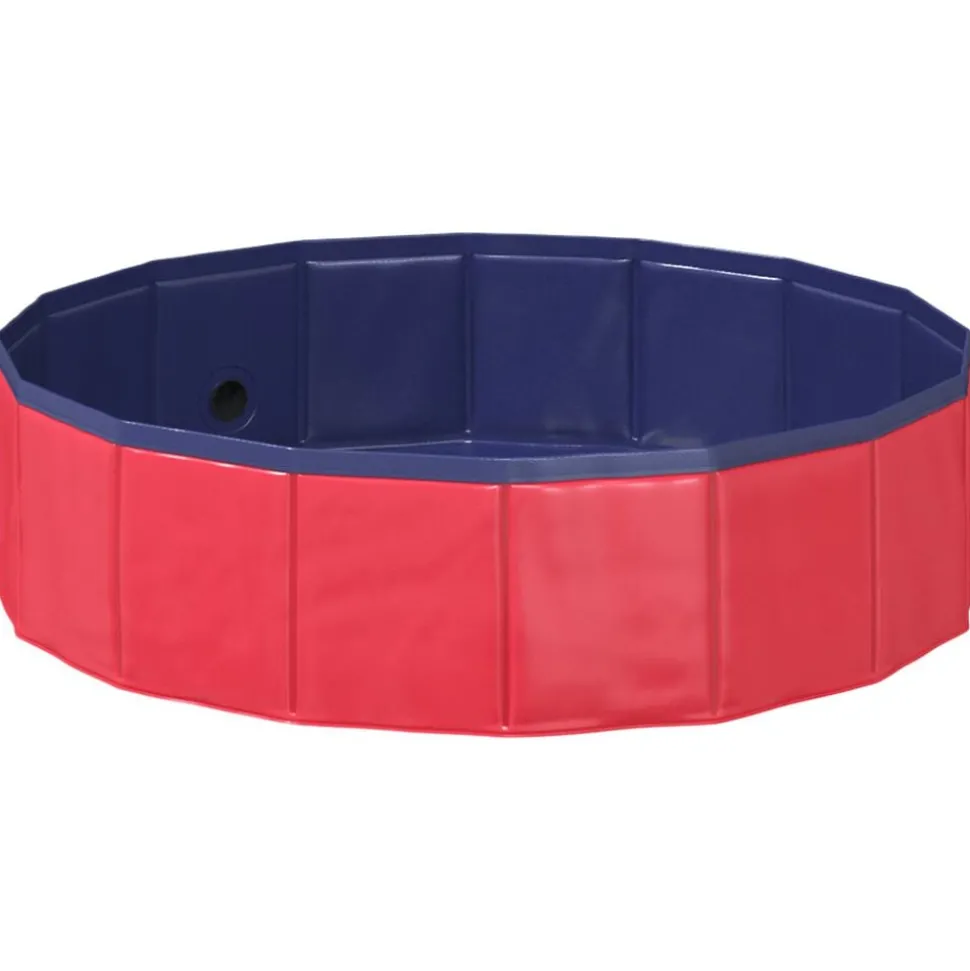 vidaXL Opvouwbaar zwembadd voor honden Rood en blauw 80 x 80 x 20 cm
