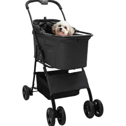 vidaXL Opvouwbare Huisdierenwagen Zwart 81 x 47 x 99 cm Polyester