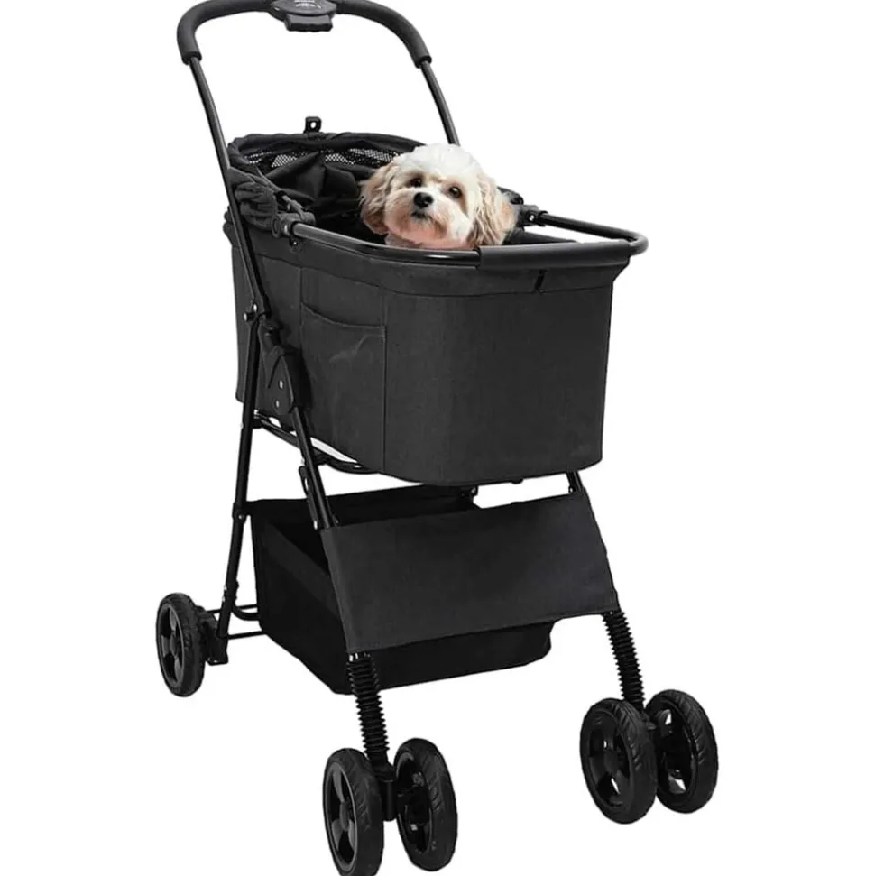 vidaXL Opvouwbare Huisdierenwagen Zwart 81 x 47 x 99 cm Polyester