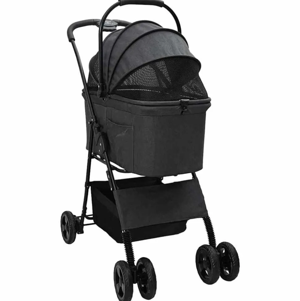 vidaXL Opvouwbare Huisdierenwagen Zwart 81 x 47 x 99 cm Polyester