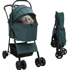 vidaXL Opvouwbare Huisdierenwagen Groen 81 x 47 x 99 cm Polyester