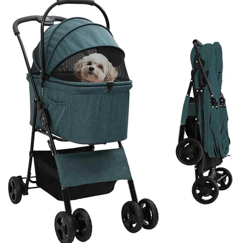 vidaXL Opvouwbare Huisdierenwagen Groen 81 x 47 x 99 cm Polyester