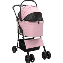 vidaXL Opvouwbare Huisdierenwagen Roze 81 x 47 x 99 cm Polyester