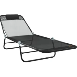 vidaXL Opvouwbare zonnebed Zwart 182 x 55 x 85,5 cm Textileen
