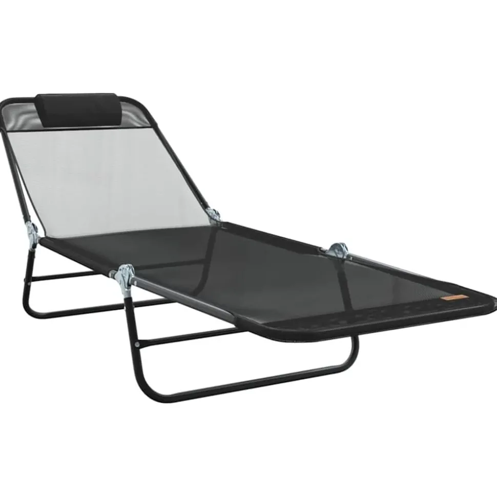 vidaXL Opvouwbare zonnebed Zwart 182 x 55 x 85,5 cm Textileen