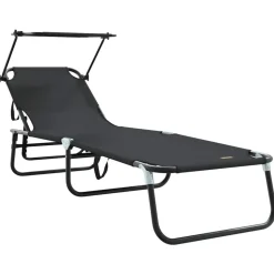 vidaXL Opvouwbare zonnebed Zwart 190 x 57 x 81 cm oxford