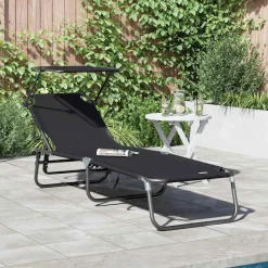 vidaXL Opvouwbare zonnebed Zwart 190 x 57 x 81 cm oxford