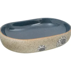 vidaXL Opzetwasbak ovaal 59x40x14 cm keramiek zandkleurig en blauw