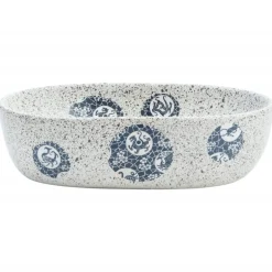 vidaXL Opzetwasbak ovaal 47x33x13 cm keramiek grijs en blauw
