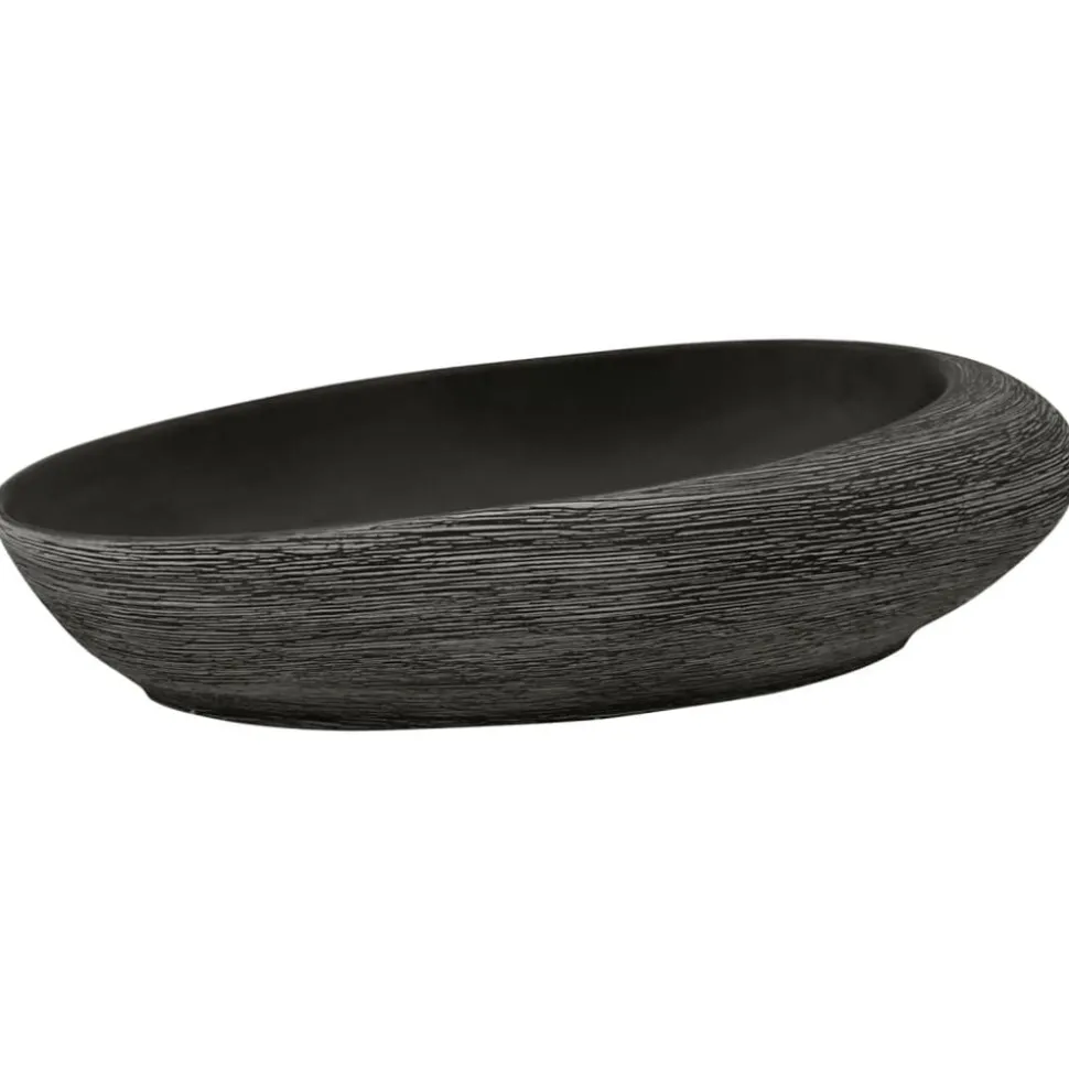 vidaXL Opzetwasbak ovaal 59x40x14 cm keramiek grijs en zwart