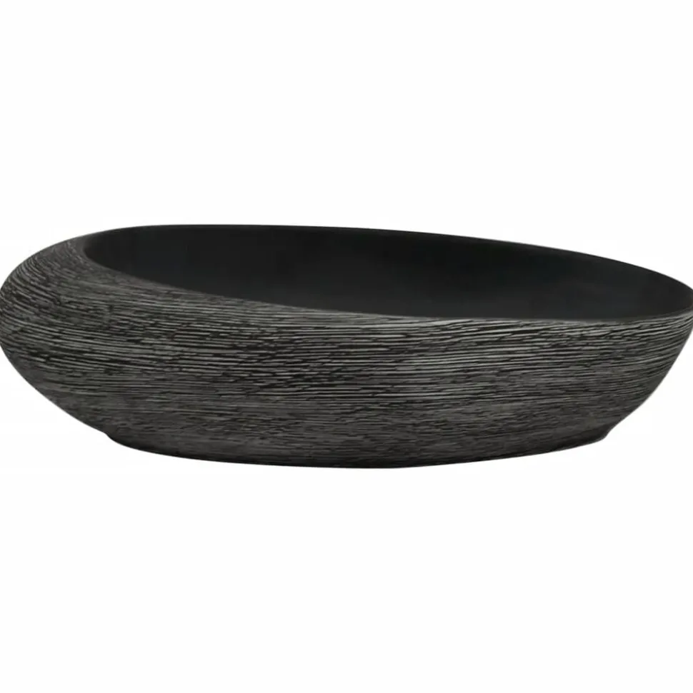 vidaXL Opzetwasbak ovaal 59x40x14 cm keramiek grijs en zwart