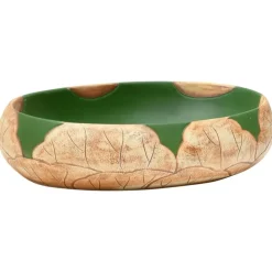 vidaXL Opzetwasbak ovaal 59x40x15 cm keramiek groen en bruin