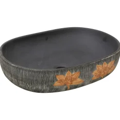 vidaXL Opzetwasbak ovaal 59x40x14 cm keramiek grijs en zwart