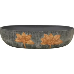 vidaXL Opzetwasbak ovaal 59x40x14 cm keramiek grijs en zwart