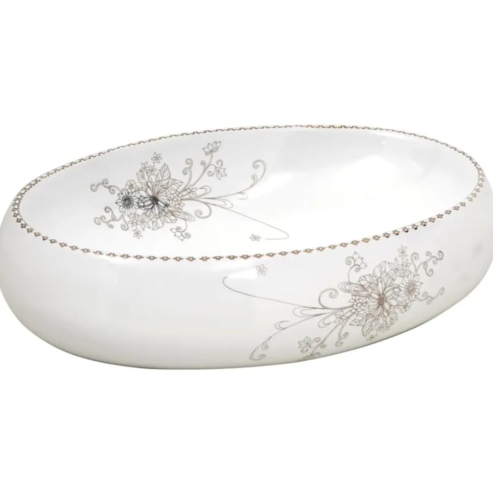 vidaXL Opzetwasbak ovaal 59x40x15 cm keramiek wit