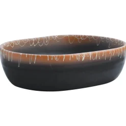 vidaXL Opzetwasbak ovaal 47x33x13 cm keramiek zwart en oranje