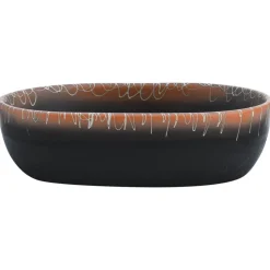 vidaXL Opzetwasbak ovaal 47x33x13 cm keramiek zwart en oranje