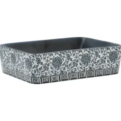 vidaXL Opzetwasbak rechthoekig 46x35,5x13 cm keramiek zwart en blauw