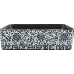 vidaXL Opzetwasbak rechthoekig 46x35,5x13 cm keramiek zwart en blauw