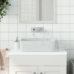 vidaXL Opzetwasbak rechthoekig 46x35,5x13 cm keramiek wit