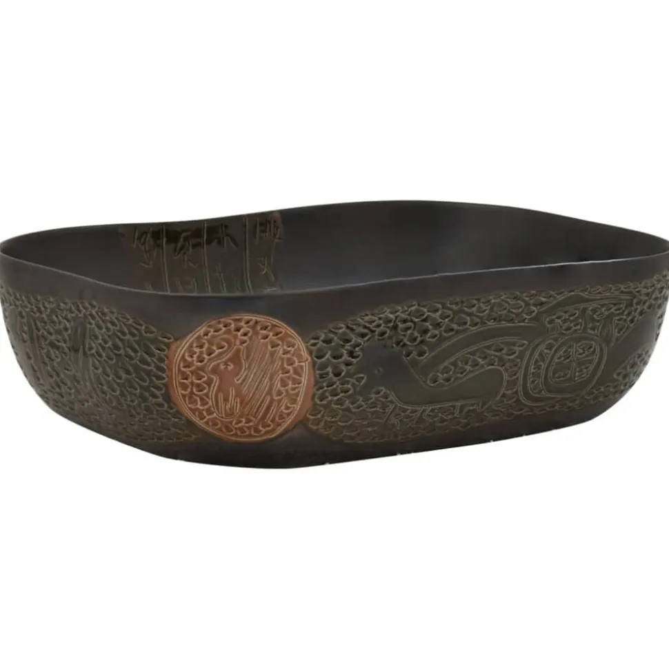 vidaXL Opzetwasbak rechthoekig 48x37,5x13,5 cm keramiek zwart