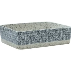 vidaXL Opzetwasbak rechthoekig 46x35,5x13 cm keramiek grijs en blauw