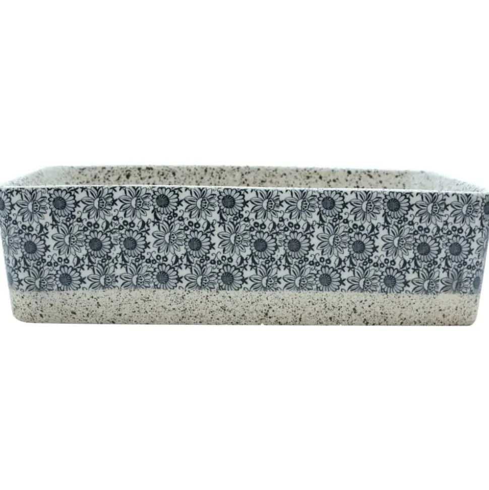 vidaXL Opzetwasbak rechthoekig 46x35,5x13 cm keramiek grijs en blauw