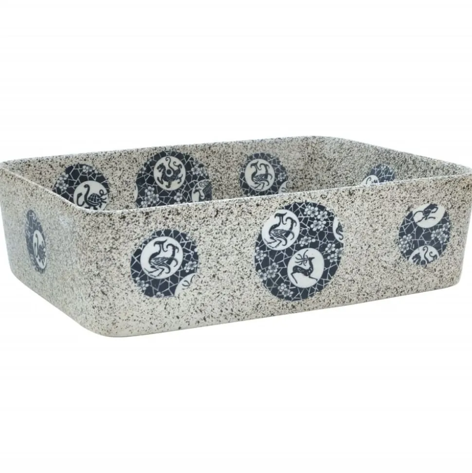 vidaXL Opzetwasbak rechthoekig 46x35,5x13 cm keramiek meerkleurig