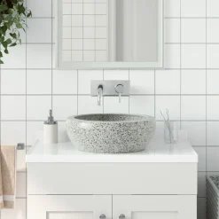 vidaXL Opzetwasbak rond Φ41x14 cm keramiek grijs