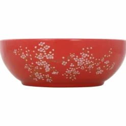 vidaXL Opzetwasbak rond Φ41x14 cm keramiek wit en rood