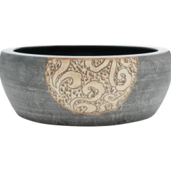 vidaXL Opzetwasbak rond Φ41x14 cm keramiek zwart en bruin