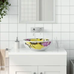 vidaXL Opzetwasbak rond Φ41x14 cm keramiek meerkleurig