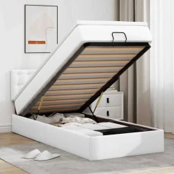 vidaXL Ottomaanse bed met matras 80x200cm kunstleer wit