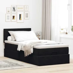 vidaXL Ottoman bed met matras 80x200cm fluweel zwart