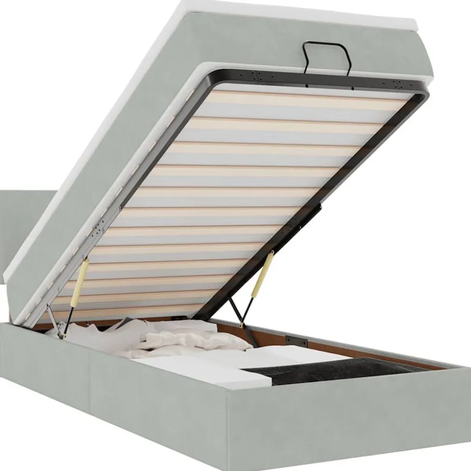 vidaXL Ottoman bed met matras 80x200cm fluweel lichtgrijs