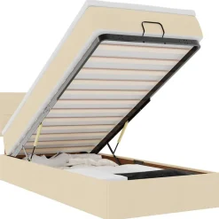 vidaXL Ottoman bed met matras en LED's 80x200cm stof crèmekleurig
