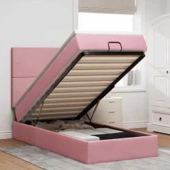 vidaXL Ottoman bed met matrassen 80x200cm fluweel roze