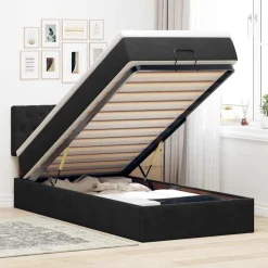 vidaXL Ottoman bed met matras 80x200cm fluweel zwart