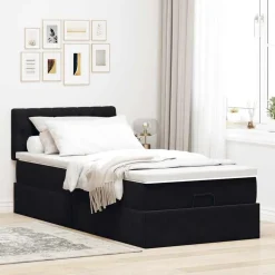 vidaXL Ottoman bed met matras 80x200cm fluweel zwart