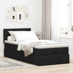 vidaXL Ottoman bed met matras 80x200cm stof zwart
