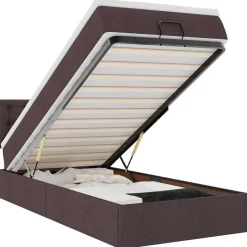 vidaXL Ottoman bed met matras en LED's 80x200cm stof donkerbruin