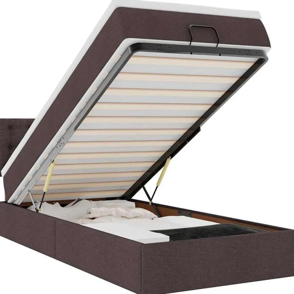 vidaXL Ottoman bed met matras en LED's 80x200cm stof donkerbruin