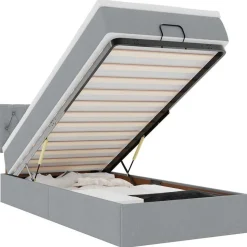 vidaXL Ottoman bed met matras 80x200cm stof lichtgrijs