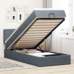 vidaXL Ottoman bed met matras en LED's 80x200cm fluweel donkergrijs