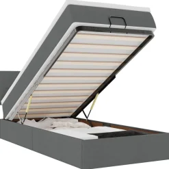 vidaXL Ottoman bed met matras 80x200cm stof donkergrijs